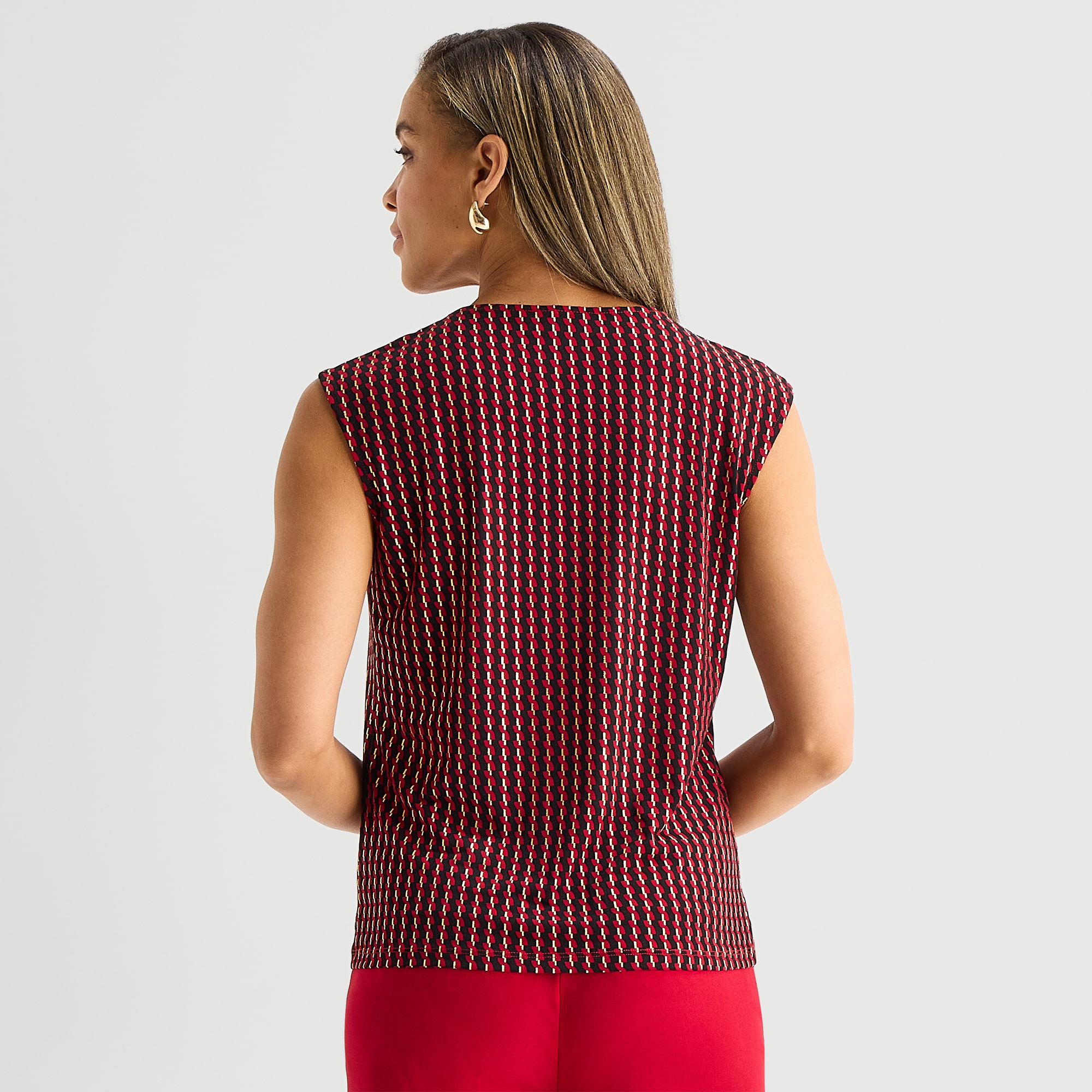 Black Label by Evan-Picone Womens Round Neck Short Sleeve Blouse