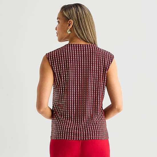 Black Label by Evan-Picone Womens Round Neck Short Sleeve Blouse
