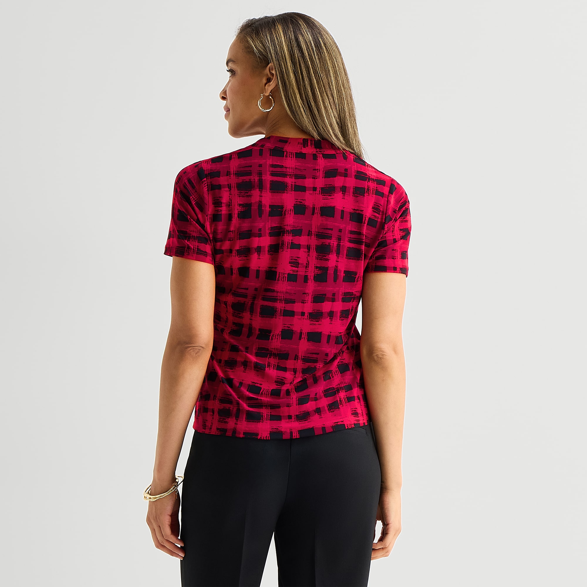 Black Label by Evan-Picone Womens Square Neck Short Sleeve Blouse