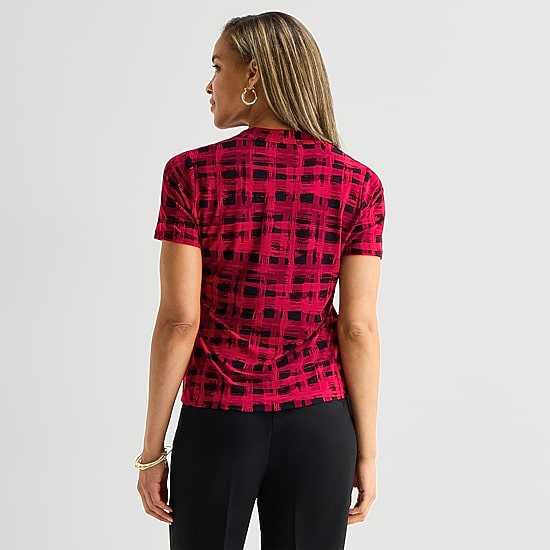 Black Label by Evan-Picone Womens Square Neck Short Sleeve Blouse