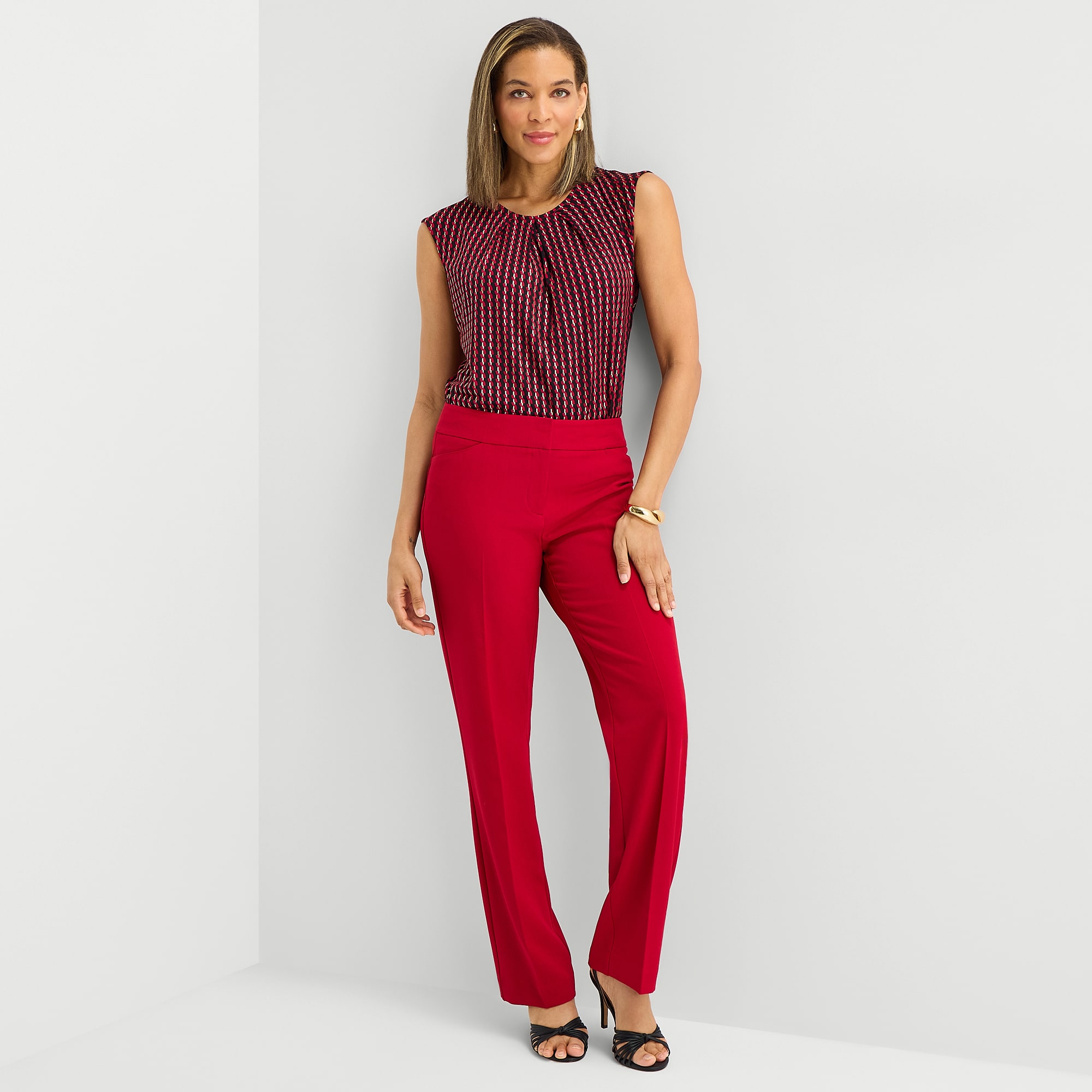 Black Label by Evan-Picone Womens Round Neck Short Sleeve Blouse