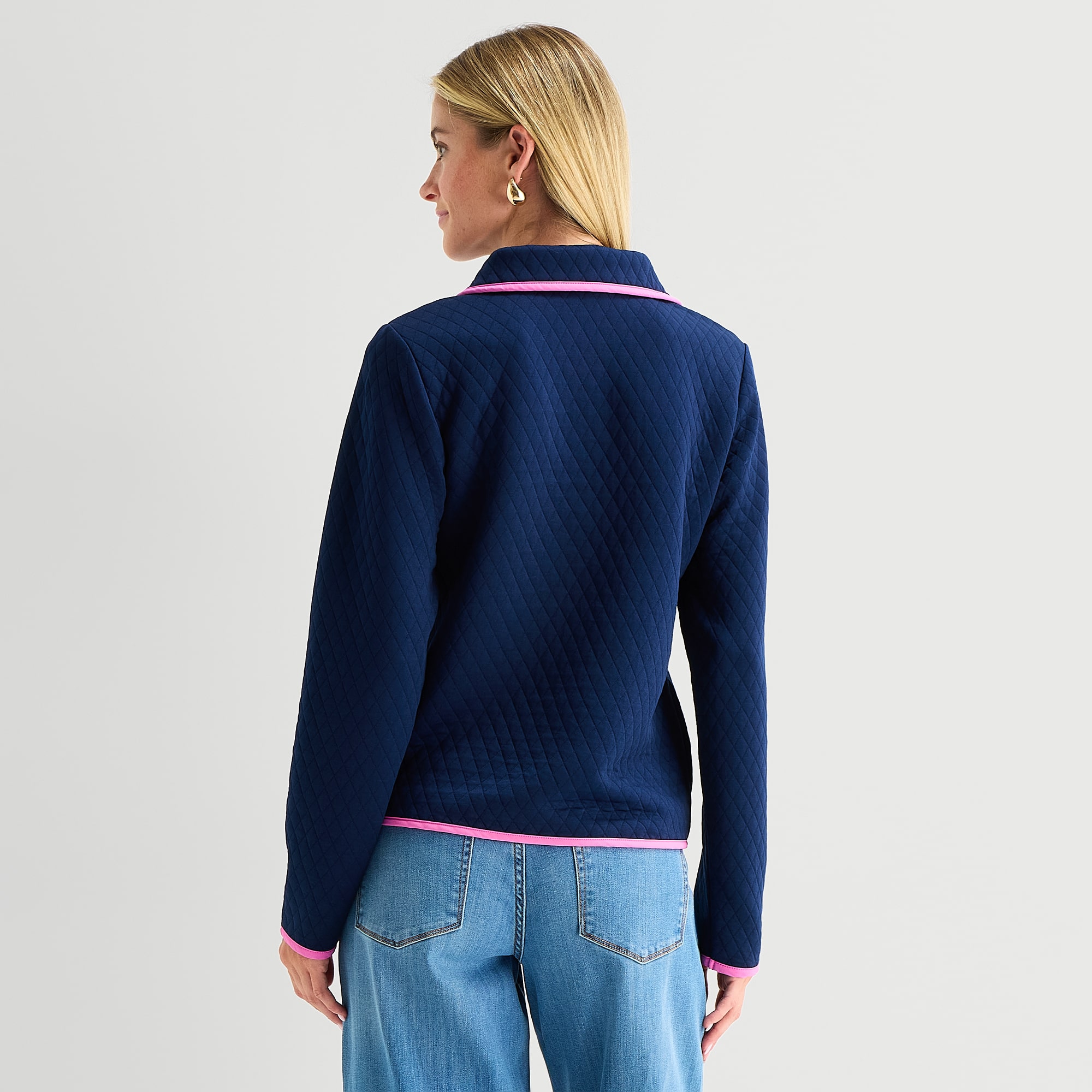 St. John's Bay Womens Mock Neck Long Sleeve Quarter-Zip Pullover