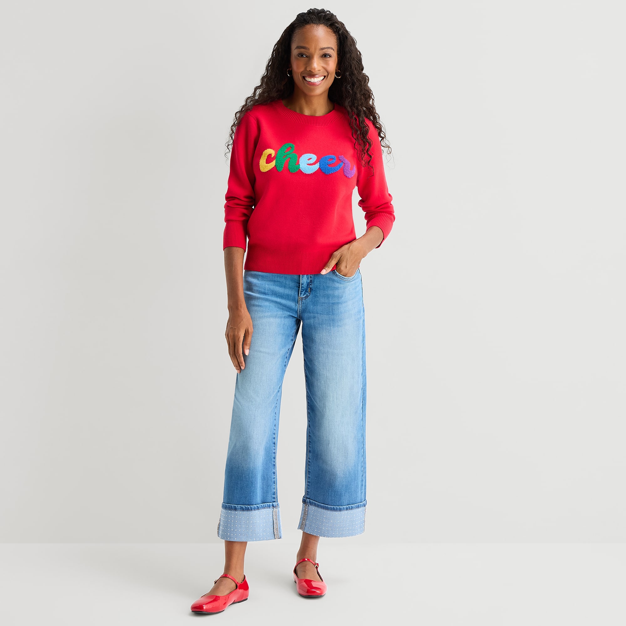 St. John's Bay Womens Crew Neck Long Sleeve Pullover Sweater