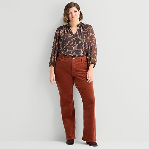 St. John's Bay Womens Plus Mid Rise Bootcut Corduroy Pant In Red
