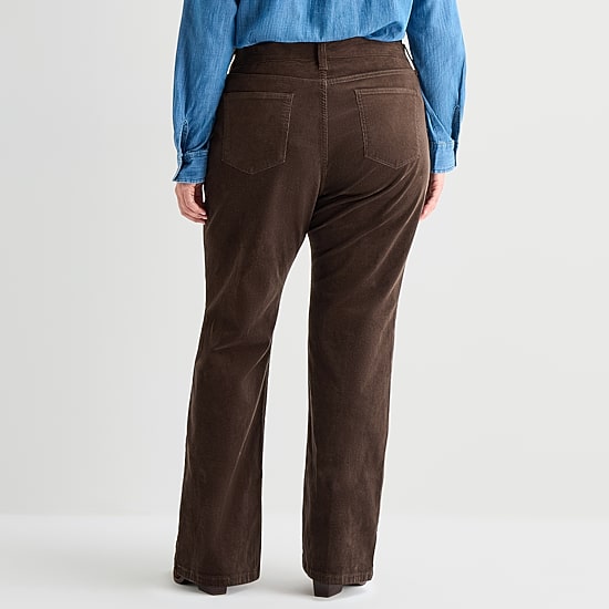 St. John's Bay Womens Plus Mid Rise Bootcut Corduroy Pant