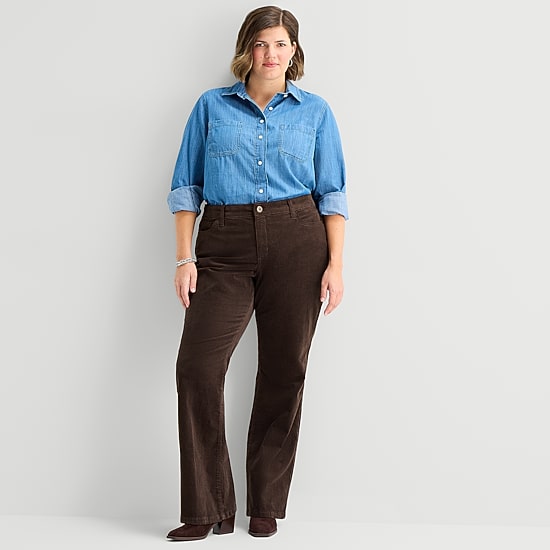 St. John's Bay Womens Plus Mid Rise Bootcut Corduroy Pant