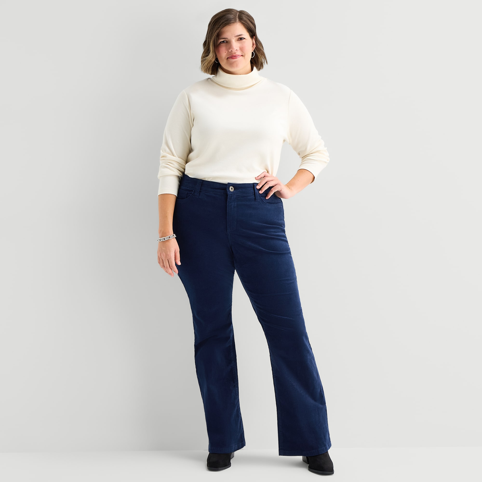 St. John's Bay Womens Plus Mid Rise Bootcut Corduroy Pant