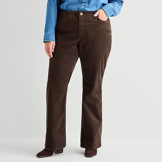 St. John's Bay Womens Plus Mid Rise Bootcut Corduroy Pant