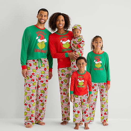 Womens Dr. Seuss Grinch Long Sleeve 2-pc. Matching Family Pajama Set