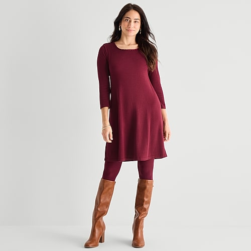 Robbie Bee Womens Long Sleeve Sweater Dress In Red