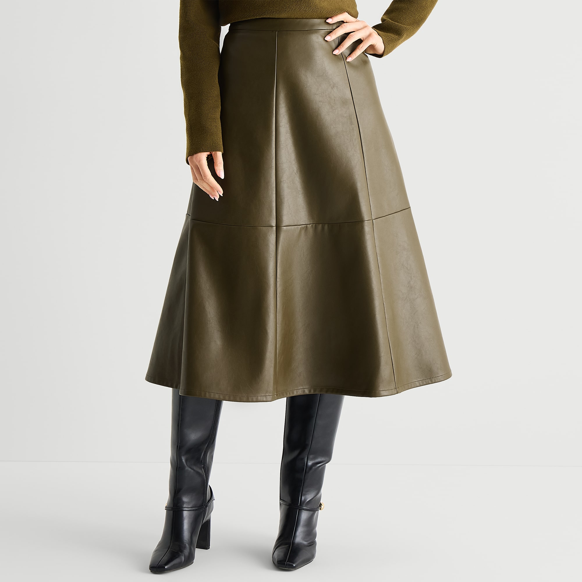 Liz Claiborne Womens Midi Flared Skirt