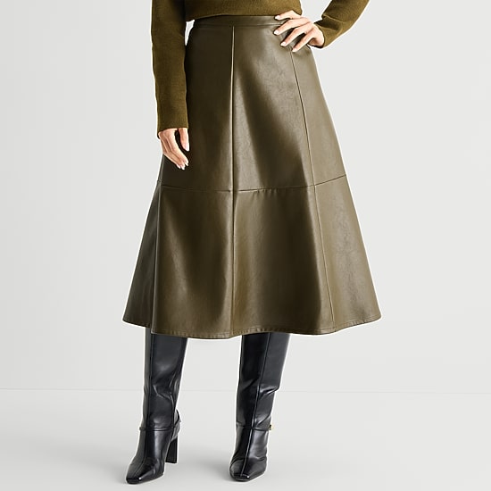 Liz Claiborne Womens Midi Flared Skirt