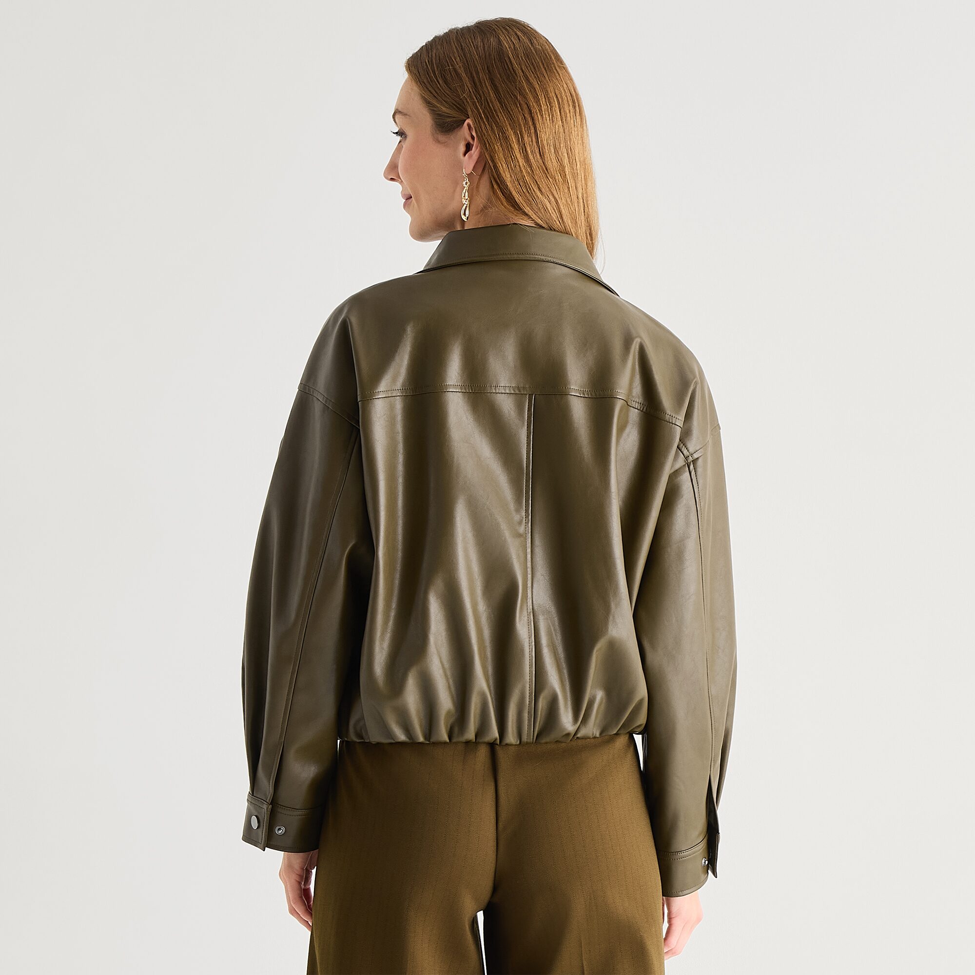 Liz Claiborne Womens Faux Leather Bomber Jacket