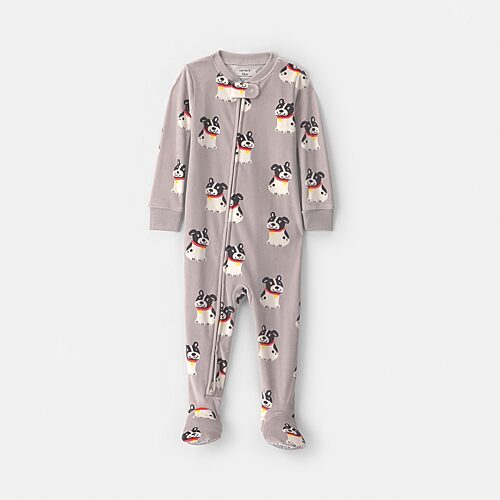 Carter's Baby Boys Footed Crew Neck Long Sleeve One Piece Pajama In Gray