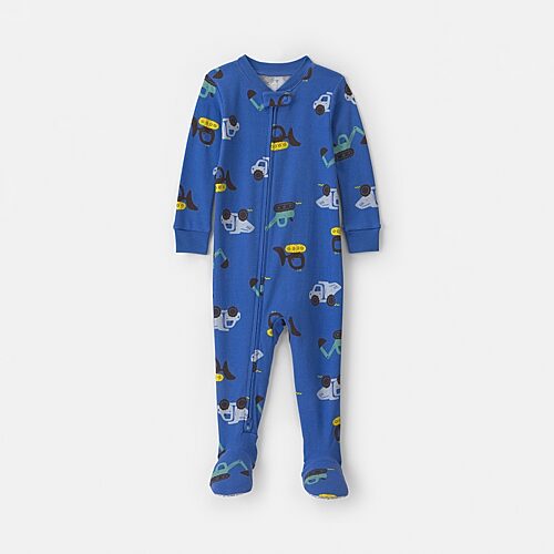 Carter's Baby Boys Footed Crew Neck Long Sleeve One Piece Pajama In Blue
