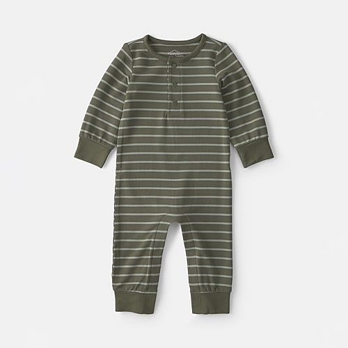 Carter's Baby Boys Crew Neck Long Sleeve Jumpsuit In Green