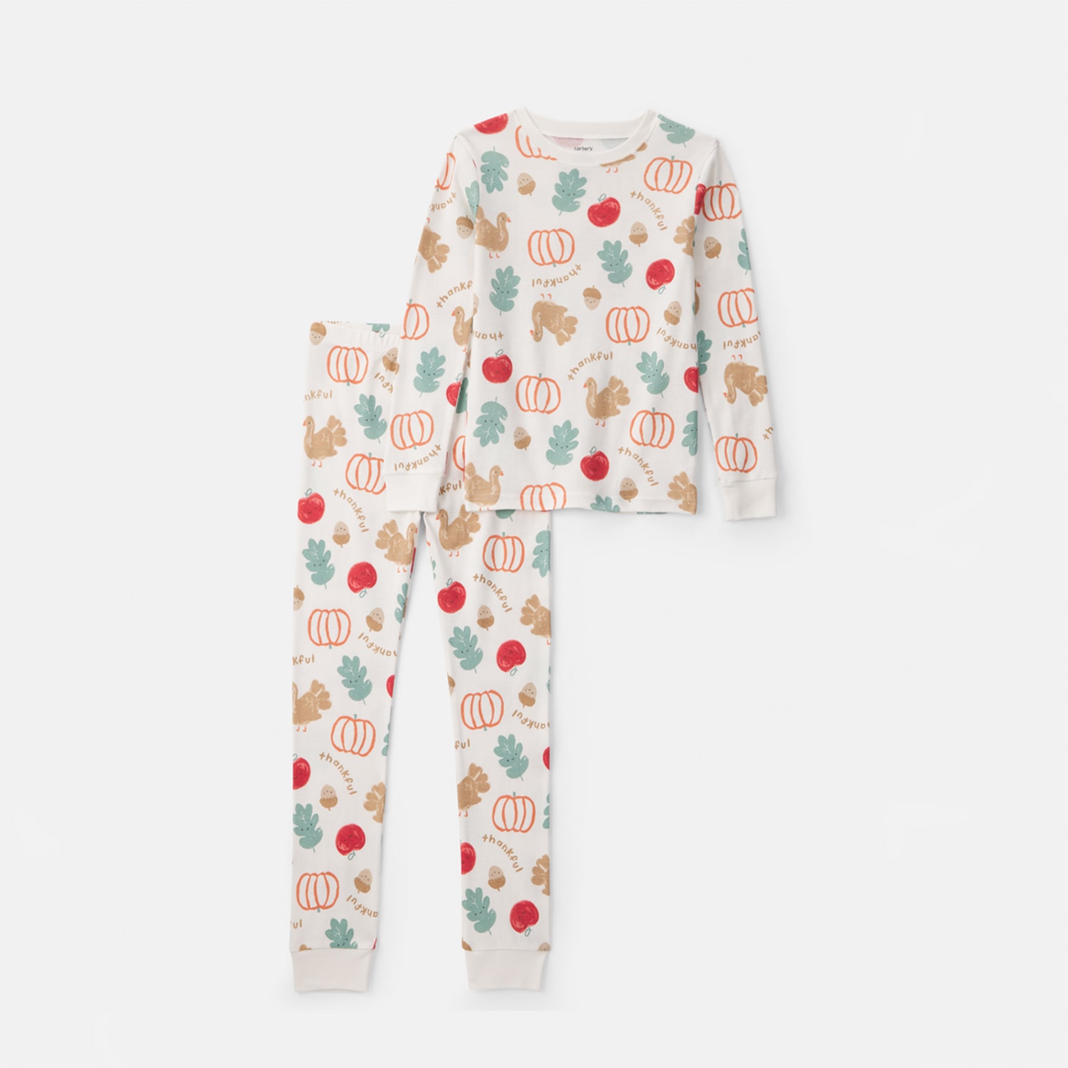 Carter's Thanksgiving Little & Big Kid Unisex Crew Neck Long Sleeve 2-pc. Pajama Set