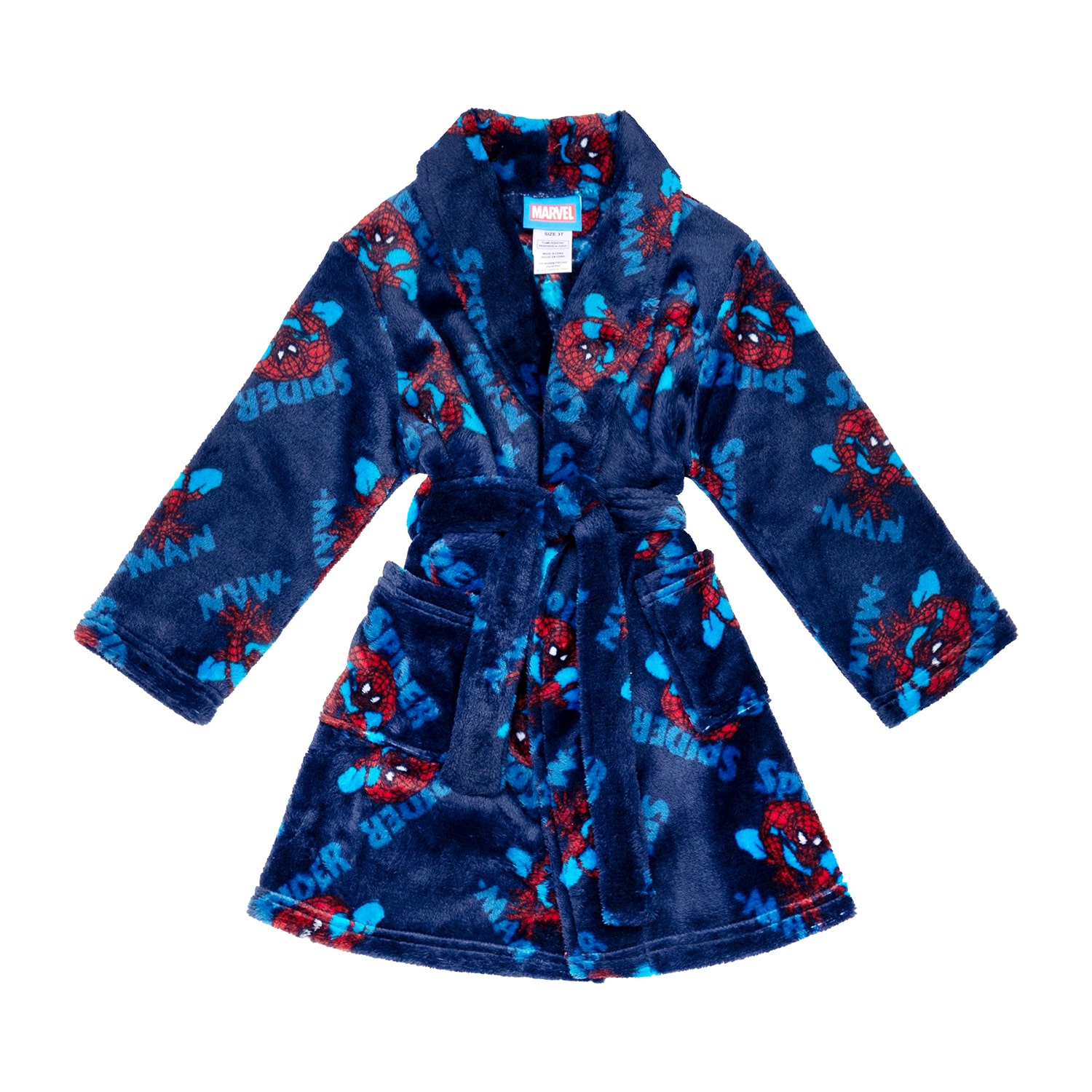 Disney Collection Toddler Boys Knee Length Marvel Spiderman Long Sleeve Robe