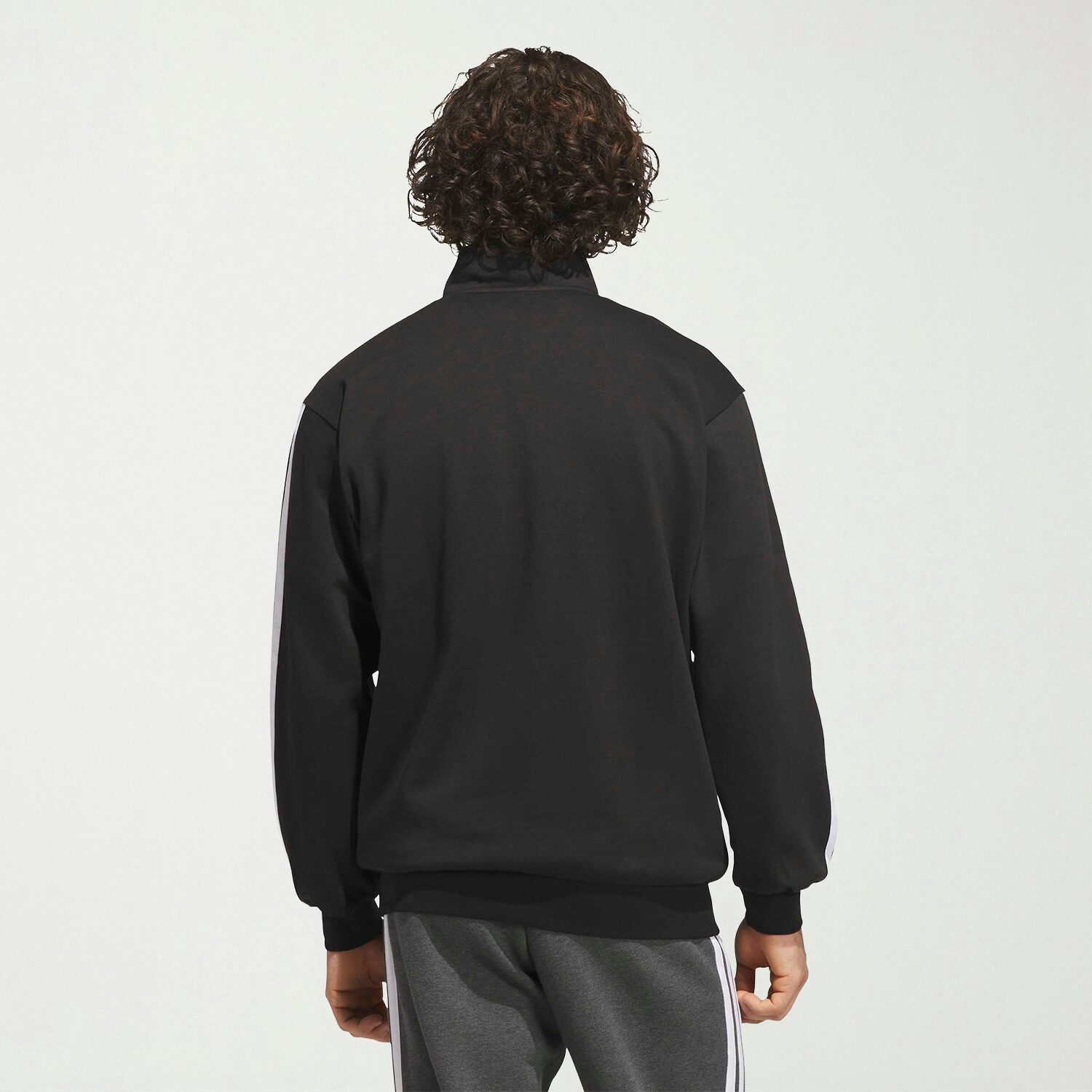 adidas Essentials 3stripe Mens Mock Neck Long Sleeve Active Quarter-Zip Pullover