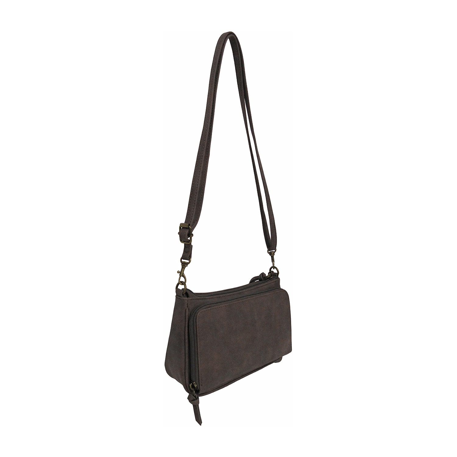 Bueno of California Faux Sueded Distressed Perf Mini Crossbody Bag