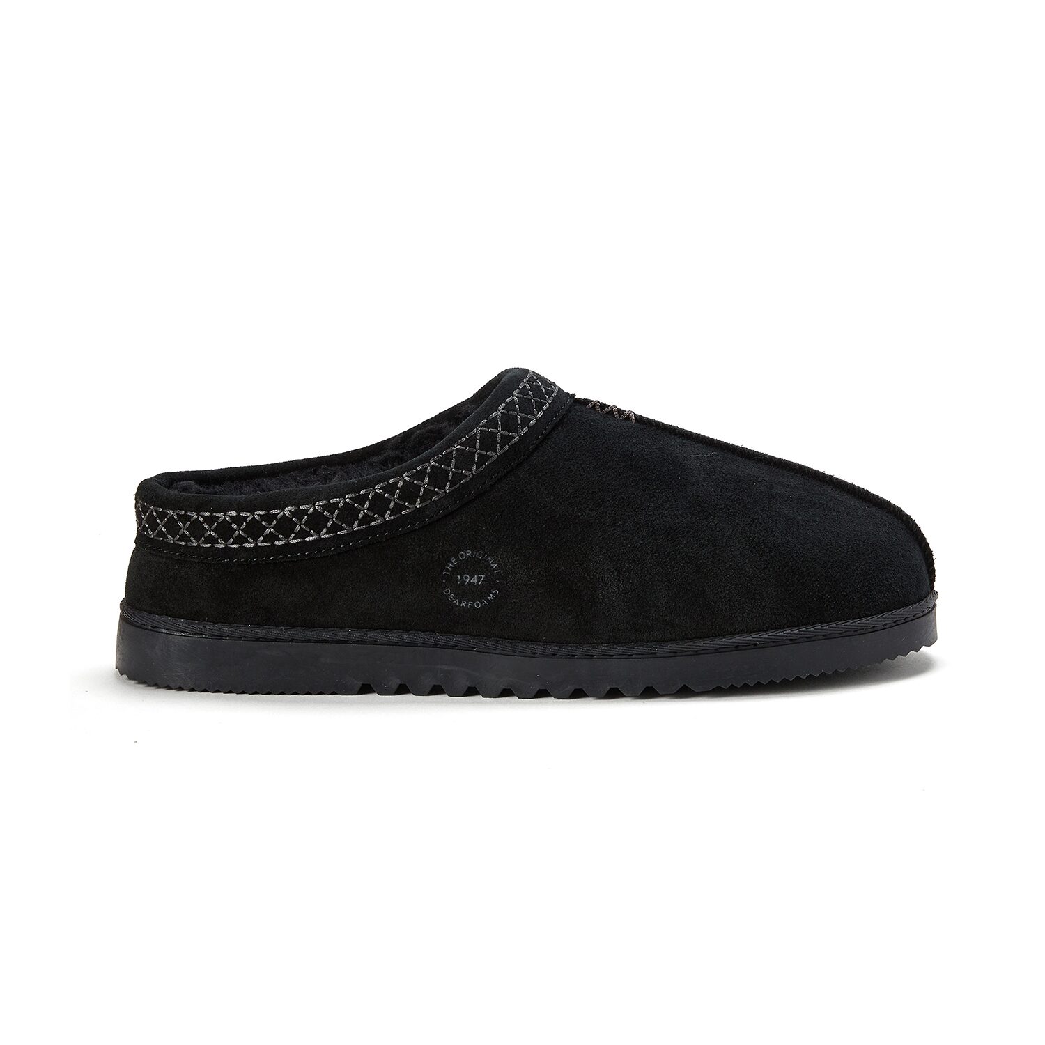 Dearfoams Dean Genuine Suede With Embroidery Mens Clog Slippers