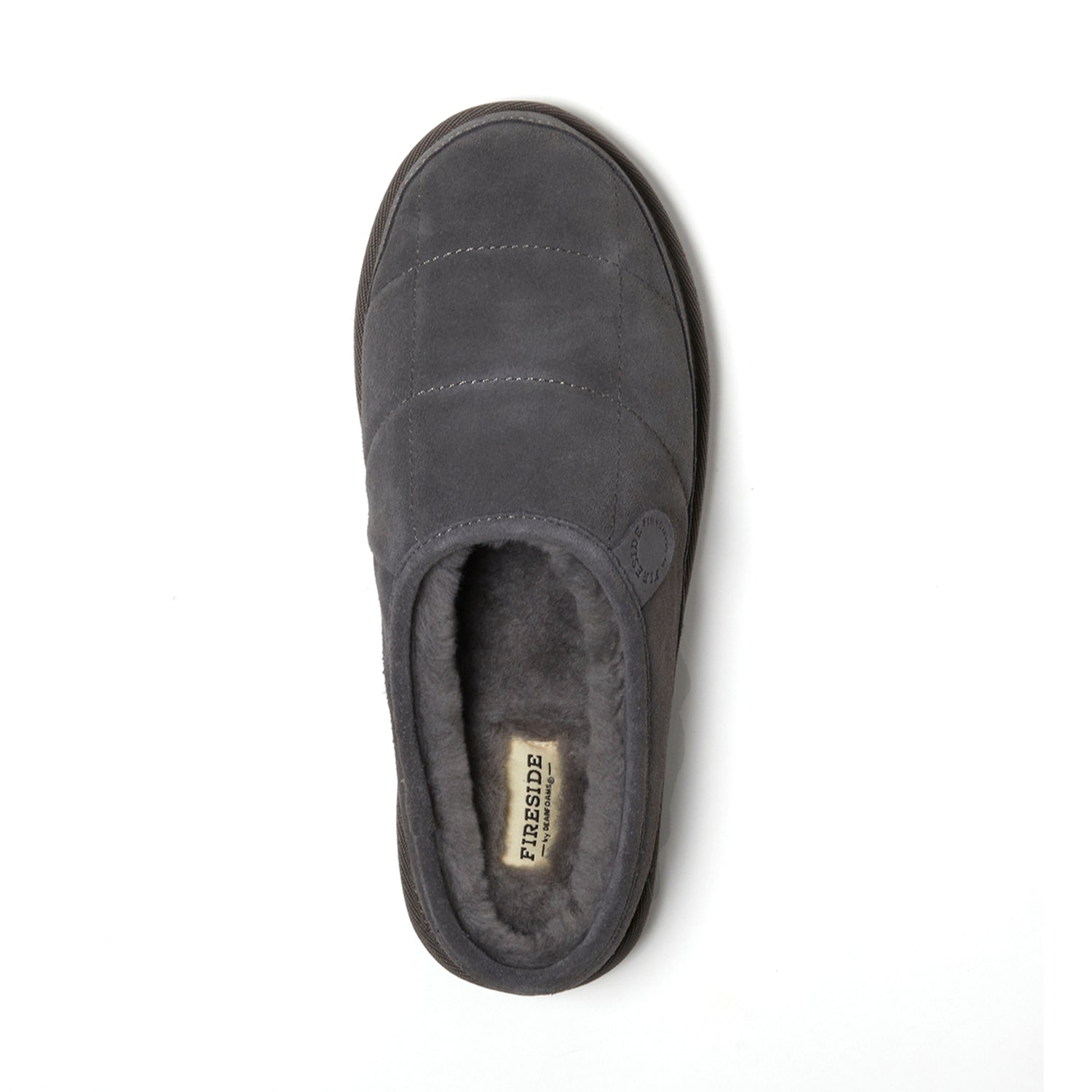 Dearfoams Grafton Quilted Genuine Shearling Mens Clog Slippers