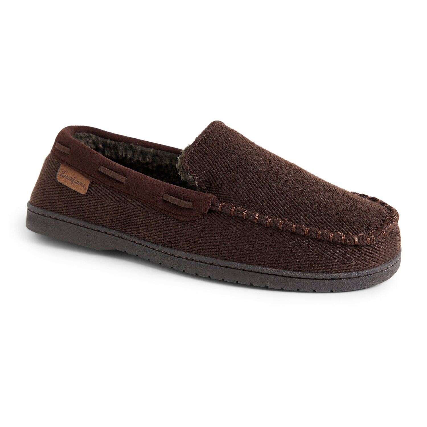 Dearfoams Keaton Twill Moc W Whipstitch Mens Moccasin Slippers