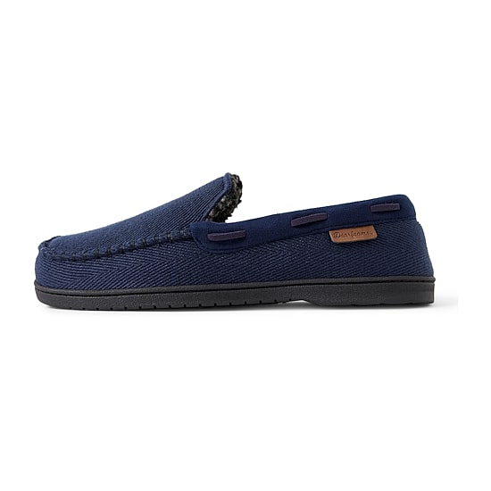 Dearfoams Keaton Twill Moc W Whipstitch Mens Moccasin Slippers