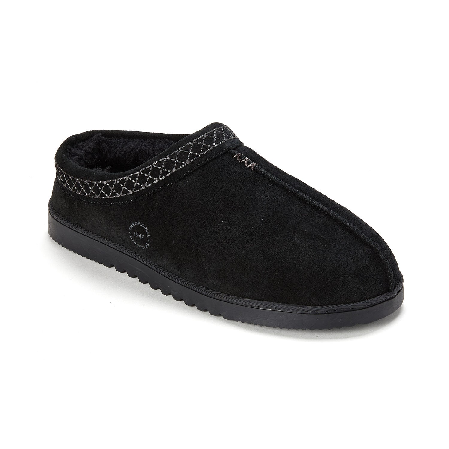 Dearfoams Dean Genuine Suede With Embroidery Mens Clog Slippers