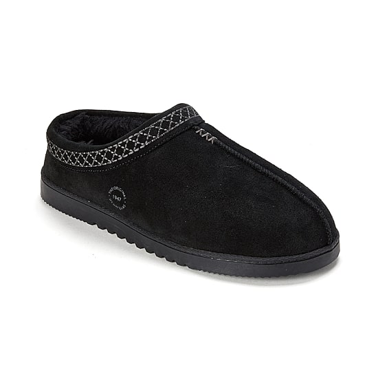 Dearfoams Dean Genuine Suede With Embroidery Mens Clog Slippers
