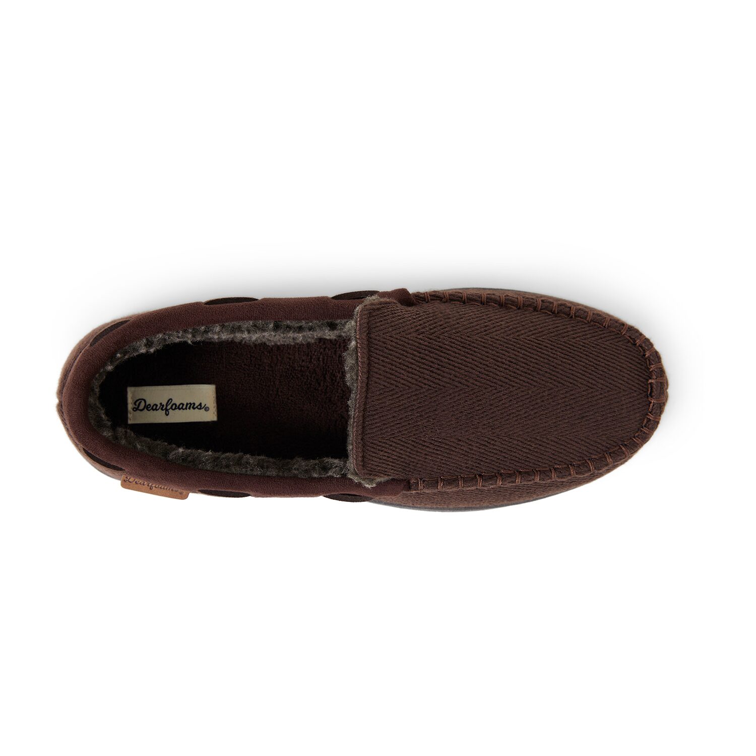 Dearfoams Keaton Twill Moc W Whipstitch Mens Moccasin Slippers