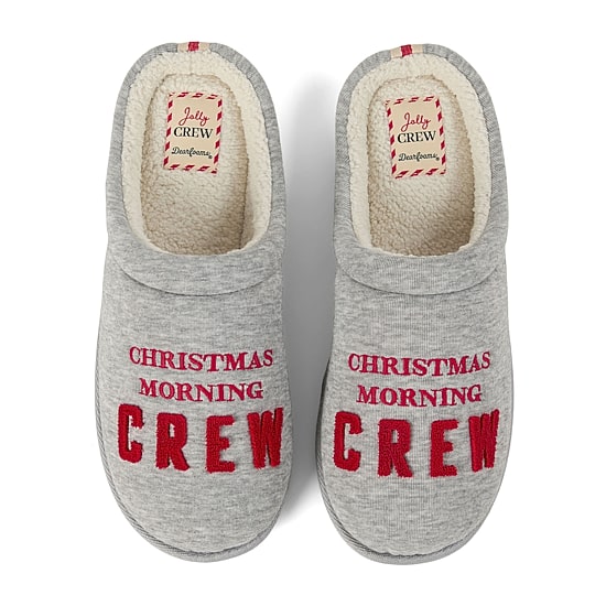 Dearfoams Christmas Morning Crew Mens Clog Slippers