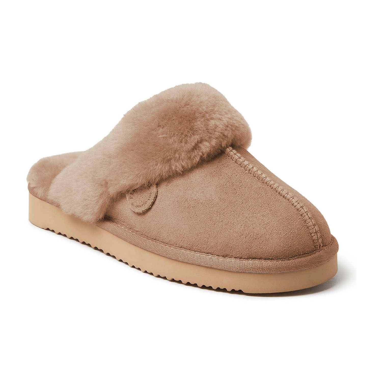 Dearfoams Melbourne Genuine Shearling Moccasin Mens Slippers