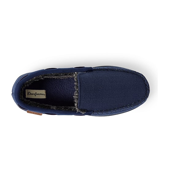 Dearfoams Keaton Twill Moc W Whipstitch Mens Moccasin Slippers