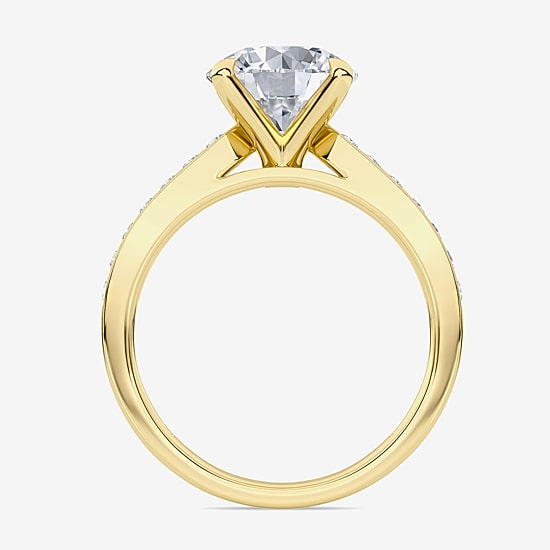 (G / Si1-Si2 ) Womens 3 1/4 CT. T.W. Lab Grown White Diamond 10K Gold Round Side Stone Engagement Ring