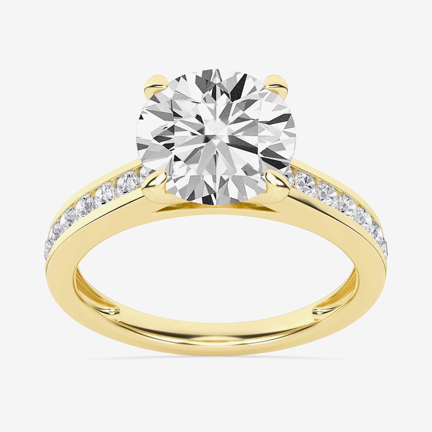 (G / Si1-Si2 ) Womens 3 1/4 CT. T.W. Lab Grown White Diamond 10K Gold Round Side Stone Engagement Ring
