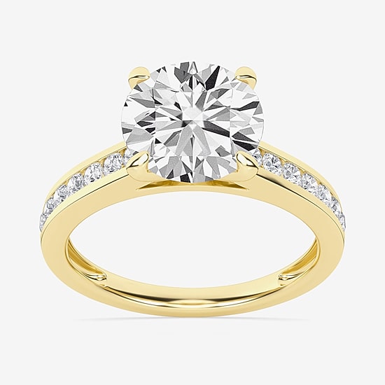 (G / Si1-Si2 ) Womens 3 1/4 CT. T.W. Lab Grown White Diamond 10K Gold Round Side Stone Engagement Ring