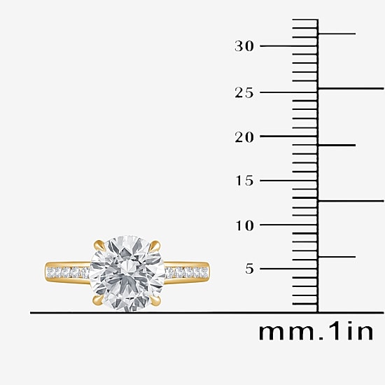(G / Si1-Si2 ) Womens 3 1/4 CT. T.W. Lab Grown White Diamond 10K Gold Round Side Stone Engagement Ring