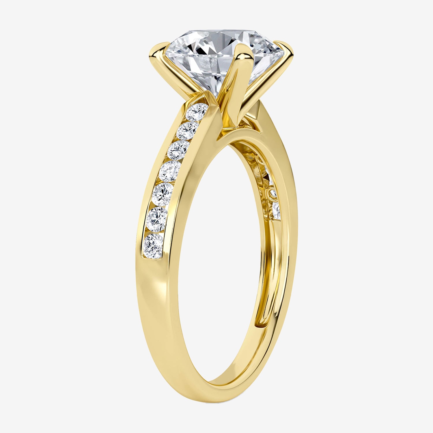 (G / Si1-Si2 ) Womens 3 1/4 CT. T.W. Lab Grown White Diamond 10K Gold Round Side Stone Engagement Ring