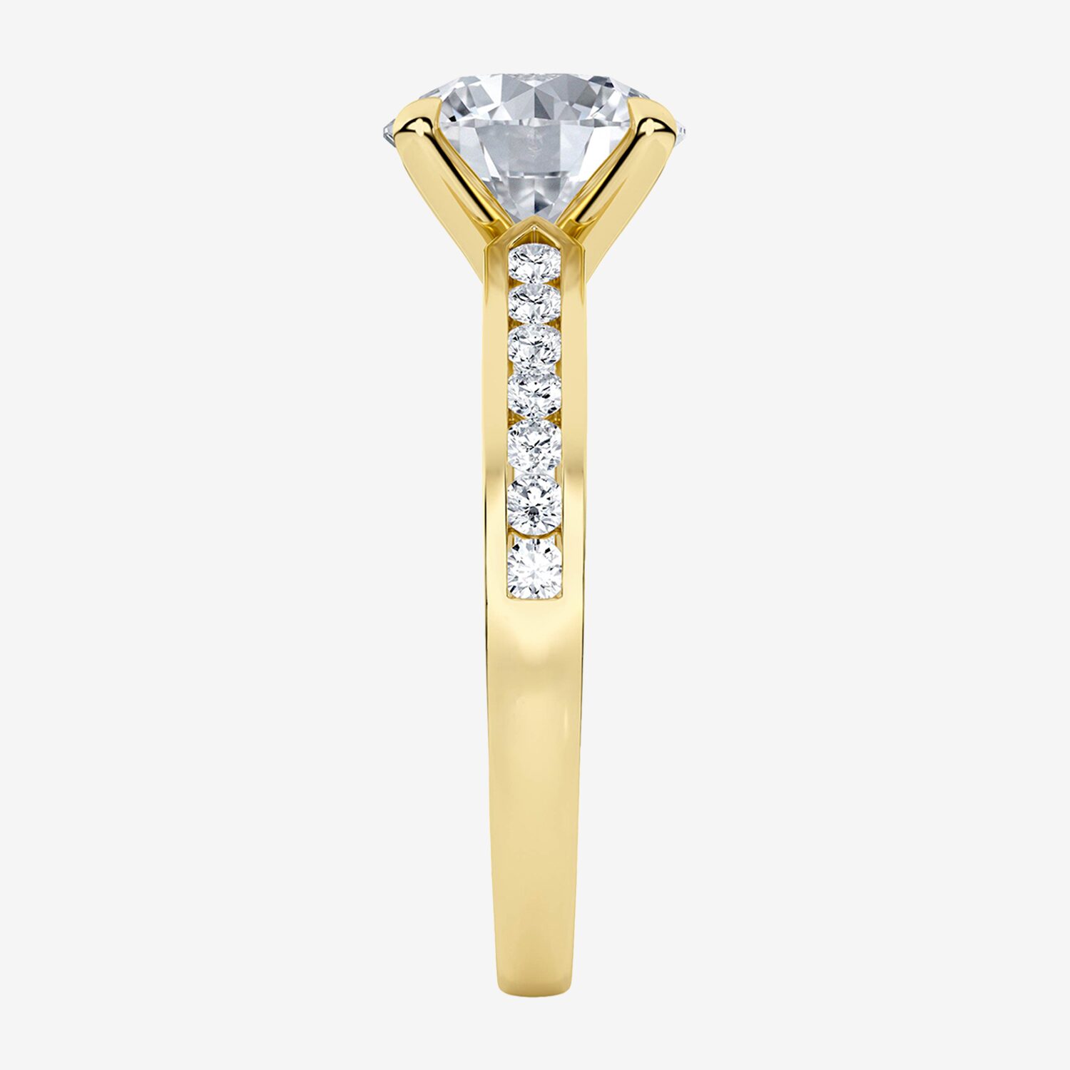 (G / Si1-Si2 ) Womens 3 1/4 CT. T.W. Lab Grown White Diamond 10K Gold Round Side Stone Engagement Ring