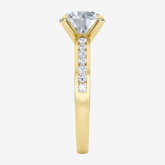 (G / Si1-Si2 ) Womens 3 1/4 CT. T.W. Lab Grown White Diamond 10K Gold Round Side Stone Engagement Ring