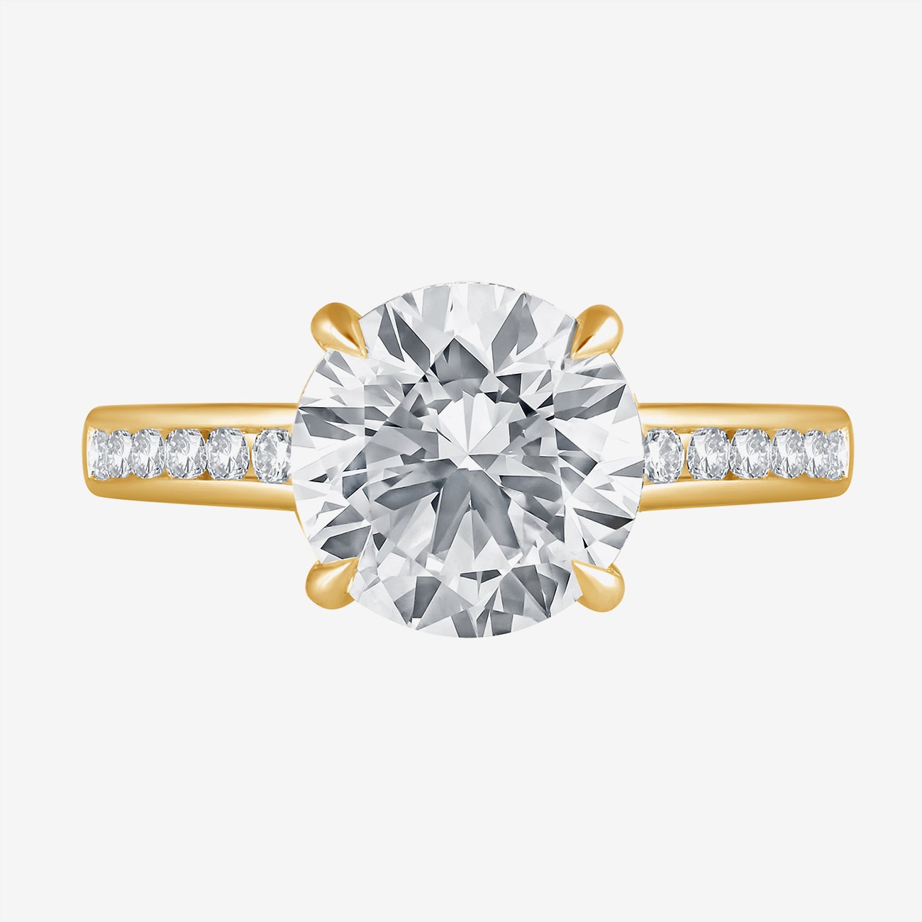 (G / Si1-Si2 ) Womens 3 1/4 CT. T.W. Lab Grown White Diamond 10K Gold Round Side Stone Engagement Ring