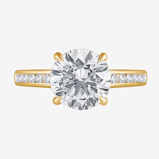 (G / Si1-Si2 ) Womens 3 1/4 CT. T.W. Lab Grown White Diamond 10K Gold Round Side Stone Engagement Ring