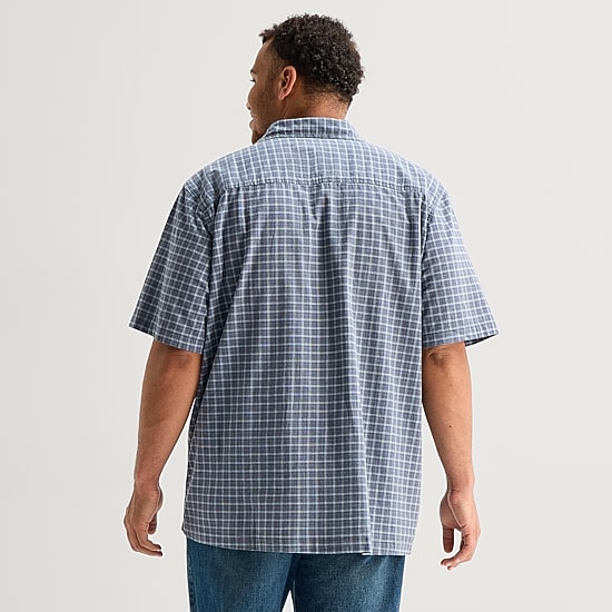 Arizona Mens Short Sleeve Boxy Fit Big and Tall Button-Down Shirt