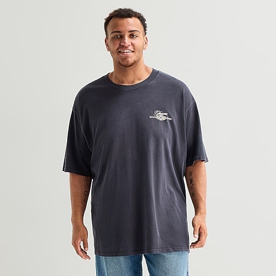 Arizona Mens Crew Neck Short Sleeve Boxy Fit Big and Tall Graphic T-Shirt
