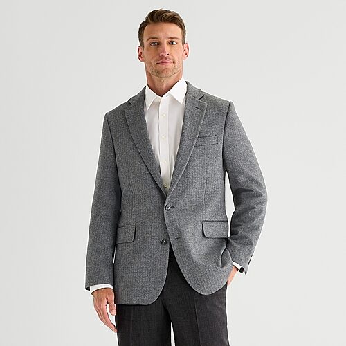 Stafford Herringbone Knit Mens Classic Fit Sport Coat In Gray