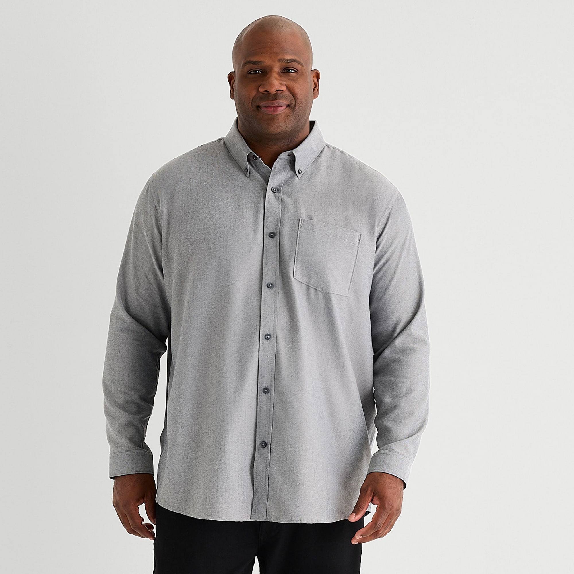 Shaquille O'Neal XLG™ Brushed Mens Long Sleeve Regular Fit Big and Tall Button-Down Shirt