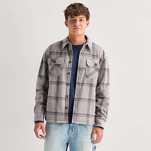 Arizona Mens Fleece Shirt Jacket In Gray
