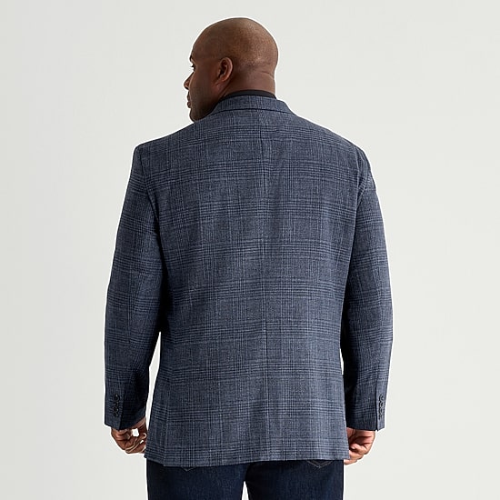 J. Ferrar Ultra Comfort Mens Big and Tall Plaid Regular Fit Sport Coat