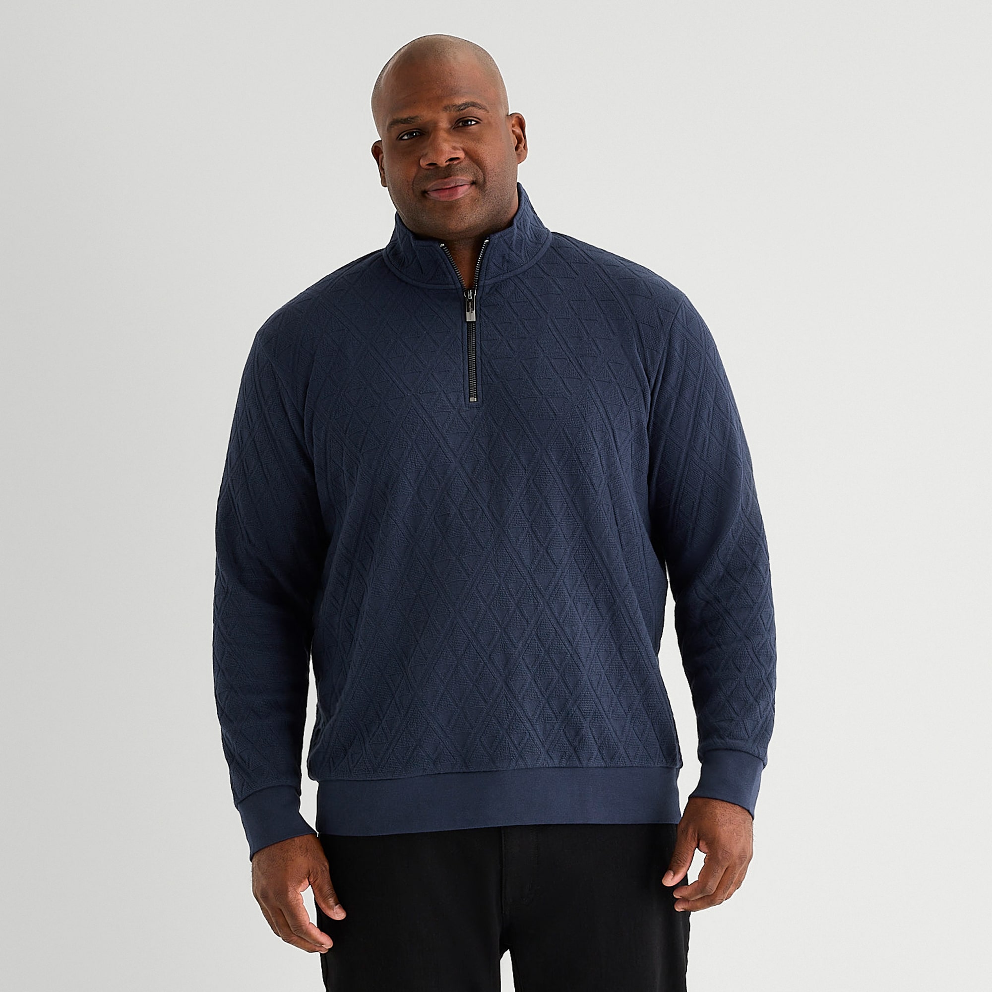 Shaquille O'Neal XLG™ Texture Mens Long Sleeve Big and Tall Quarter-Zip Pullover